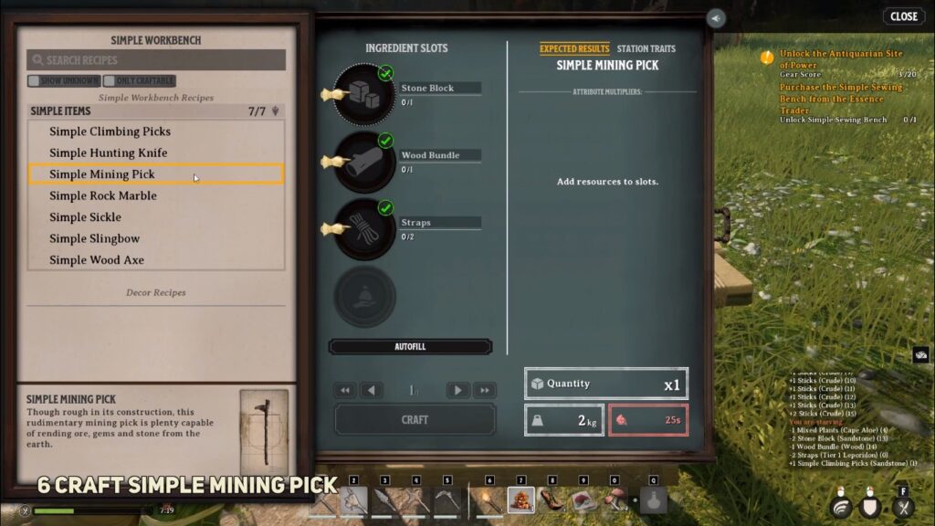 How to get Mining Pick Nightingale